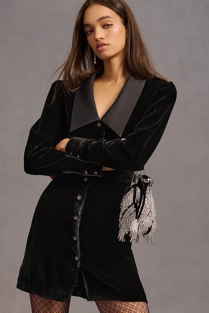 New Anthropologie Favorite Daughter The Dynasty Velvet Mini Dress $328 Sz 2